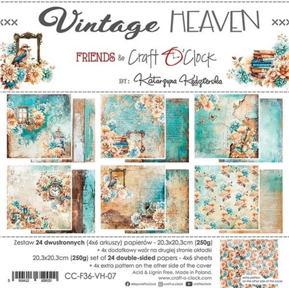 Craft O'Clock Vintage Heaven 8x8 Inch Paper Set (CC-F36-VH-07) Craft O'Clock Vintage Heaven 8x8 Inch Paper Set (CC-F36-VH-07)