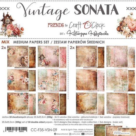 Craft O'Clock Vintage Sonata 8x8 Inch Medium Papers Set (CC-F35-VSN-09) Craft O'Clock Vintage Sonata 8x8 Inch Medium Papers Set (CC-F35-VSN-09)