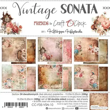 Craft O'Clock Vintage Sonata 6x6 Inch Paper Set (CC-F35-VSN-10) Craft O'Clock Vintage Sonata 6x6 Inch Paper Set (CC-F35-VSN-10)