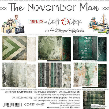 Craft O'Clock The November Man 8x8 Inch Paper Set (CC-F37-NM-07) Craft O'Clock The November Man 8x8 Inch Paper Set (CC-F37-NM-07)