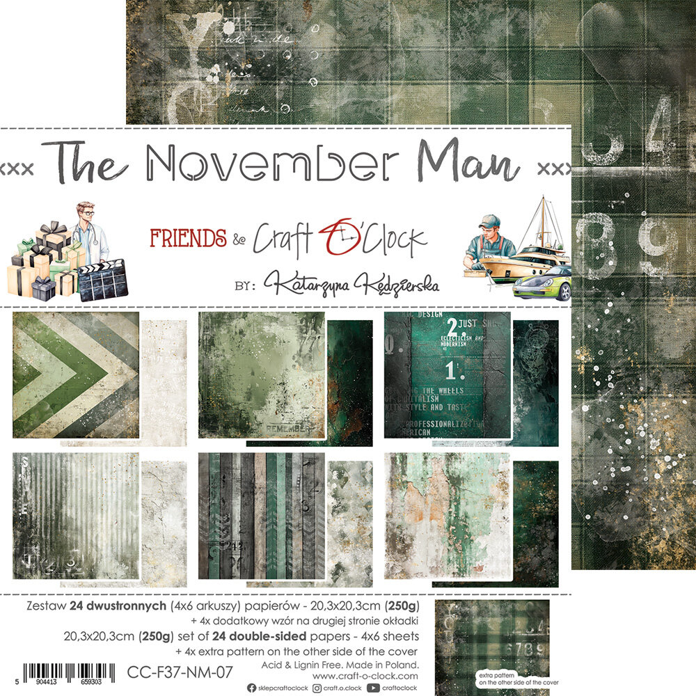 Craft O'Clock The November Man 8x8 Inch Paper Set (CC-F37-NM-07) Craft O'Clock The November Man 8x8 Inch Paper Set (CC-F37-NM-07)