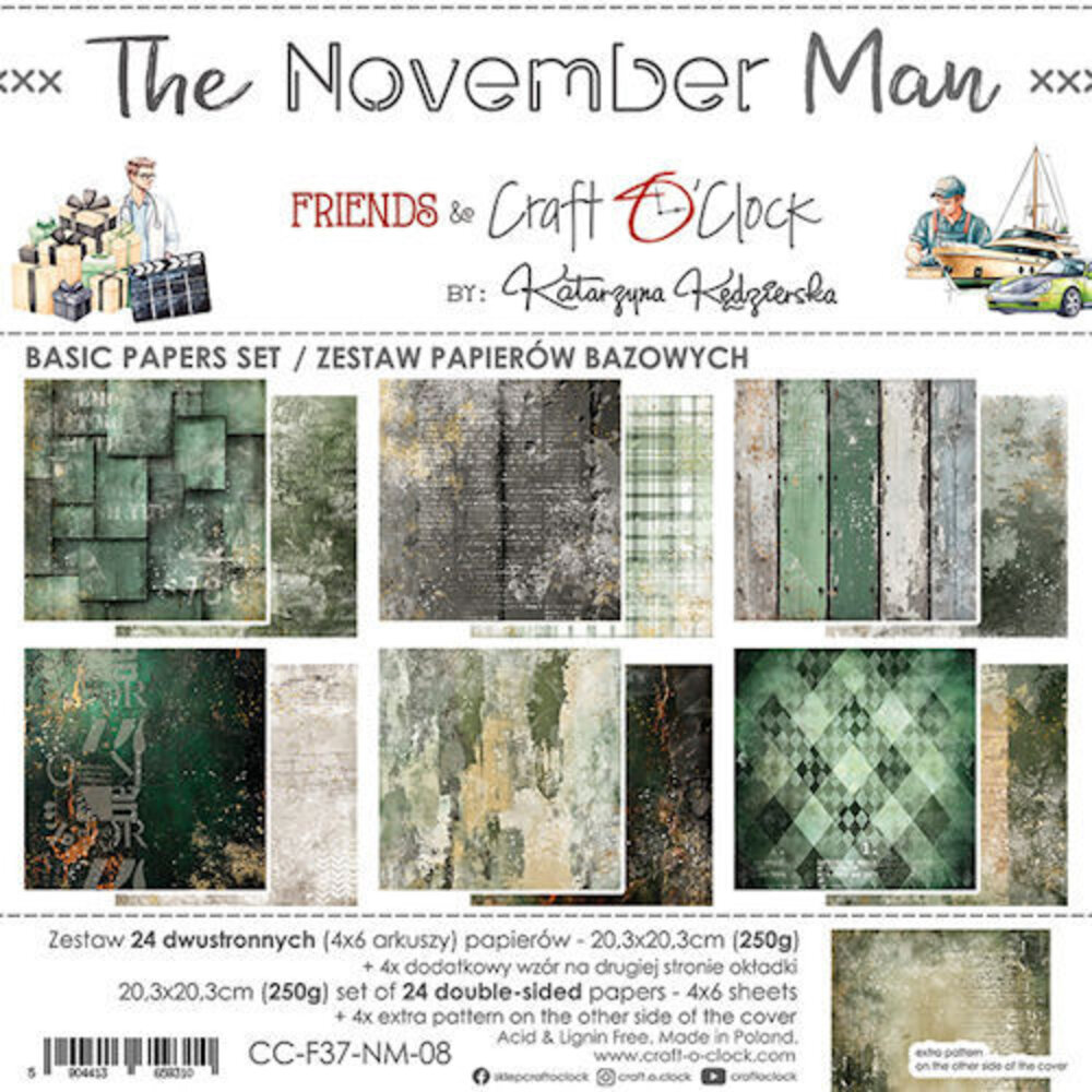 Craft O'Clock The November Man 8x8 Inch Basic Paper Set (CC-F37-NM-08)