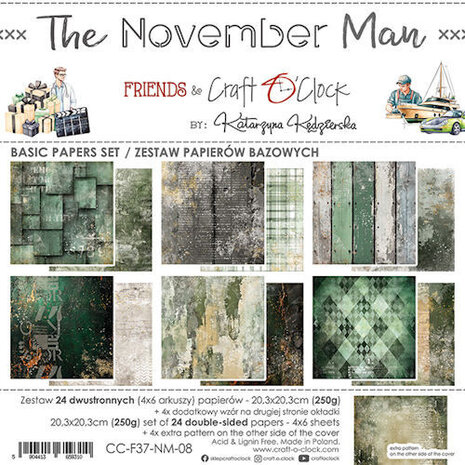 Craft O'Clock The November Man 8x8 Inch Basic Paper Set (CC-F37-NM-08)