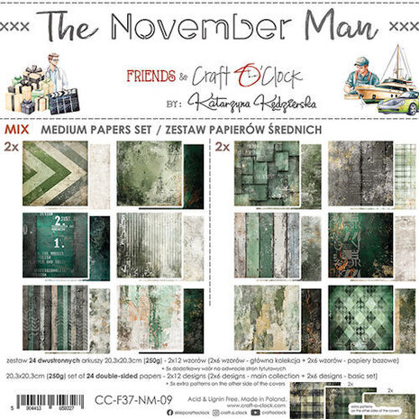 Craft O'Clock The November Man 8x8 Inch Medium Papers Set (CC-F37-NM-09) Craft O'Clock The November Man 8x8 Inch Medium Papers Set (CC-F37-NM-09)