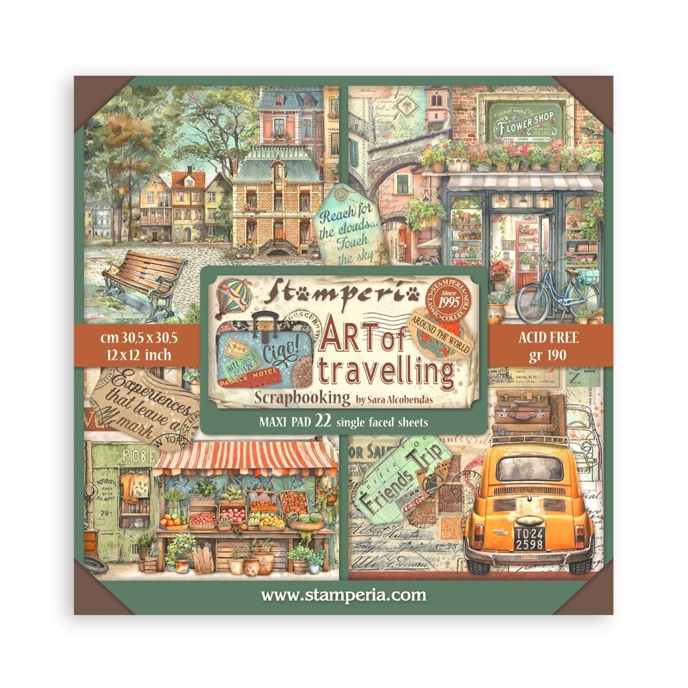Stamperia Art of Travelling 12x12 Inch Single Face Paper Pack (SBBXLB19) Stamperia Art of Travelling 12x12 Inch Single Face Paper Pack (SBBXLB19)