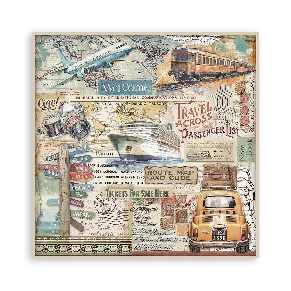 Stamperia Art of Travelling 8x8 Inch Single Face Paper Pack (SBBSXB07)