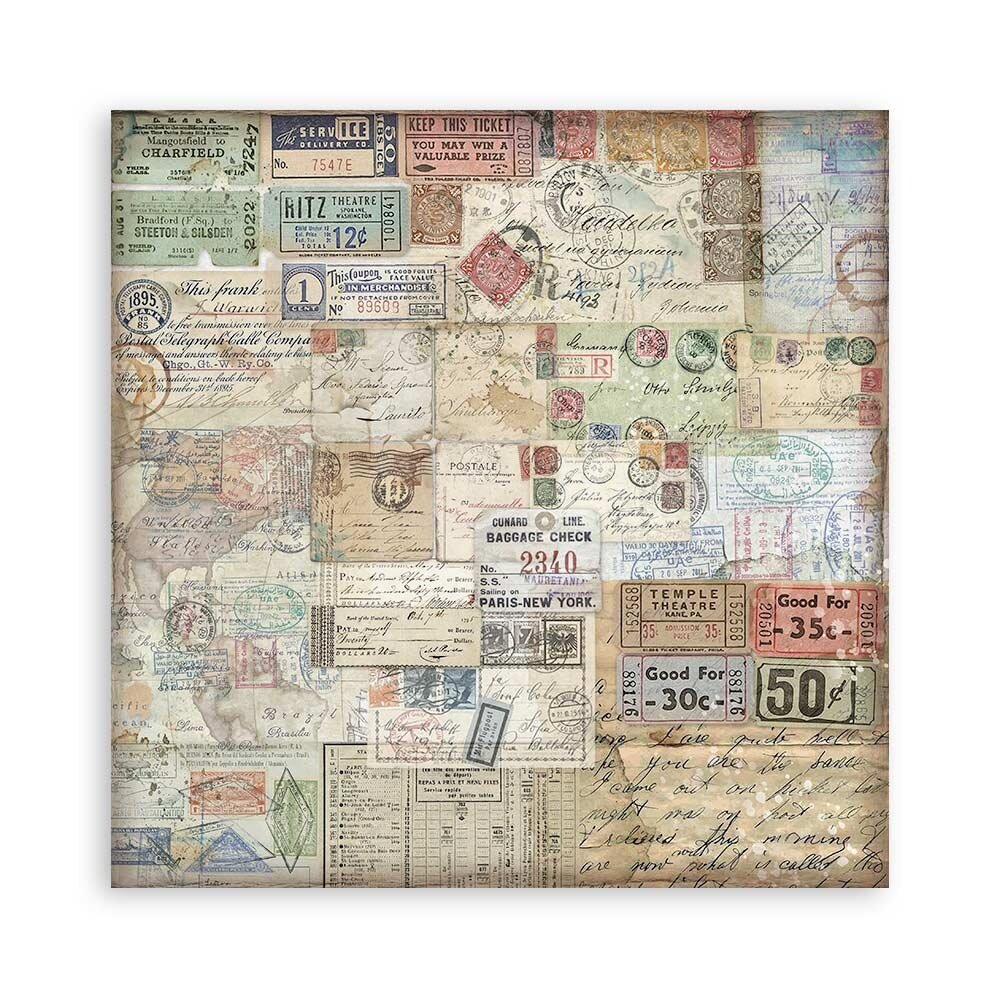 Stamperia Art of Travelling 8x8 Inch Single Face Paper Pack (SBBSXB07)