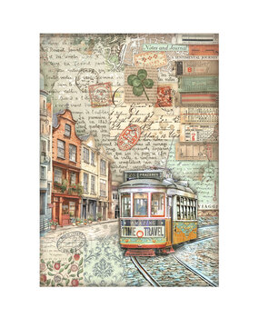 Stamperia Art of Travelling A4 Rice Paper Tram (DFSA4975) Stamperia Art of Travelling A4 Rice Paper Tram (DFSA4975)