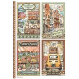 Stamperia Art of Travelling A4 Rice Paper 4 Cards (DFSA4979)