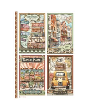 Stamperia Art of Travelling A4 Rice Paper 4 Cards (DFSA4979) Stamperia Art of Travelling A4 Rice Paper 4 Cards (DFSA4979)