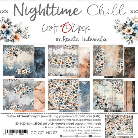 Craft O'Clock Nighttime Chill 8x8 Inch Paper Set (CC-C71-NC-07)