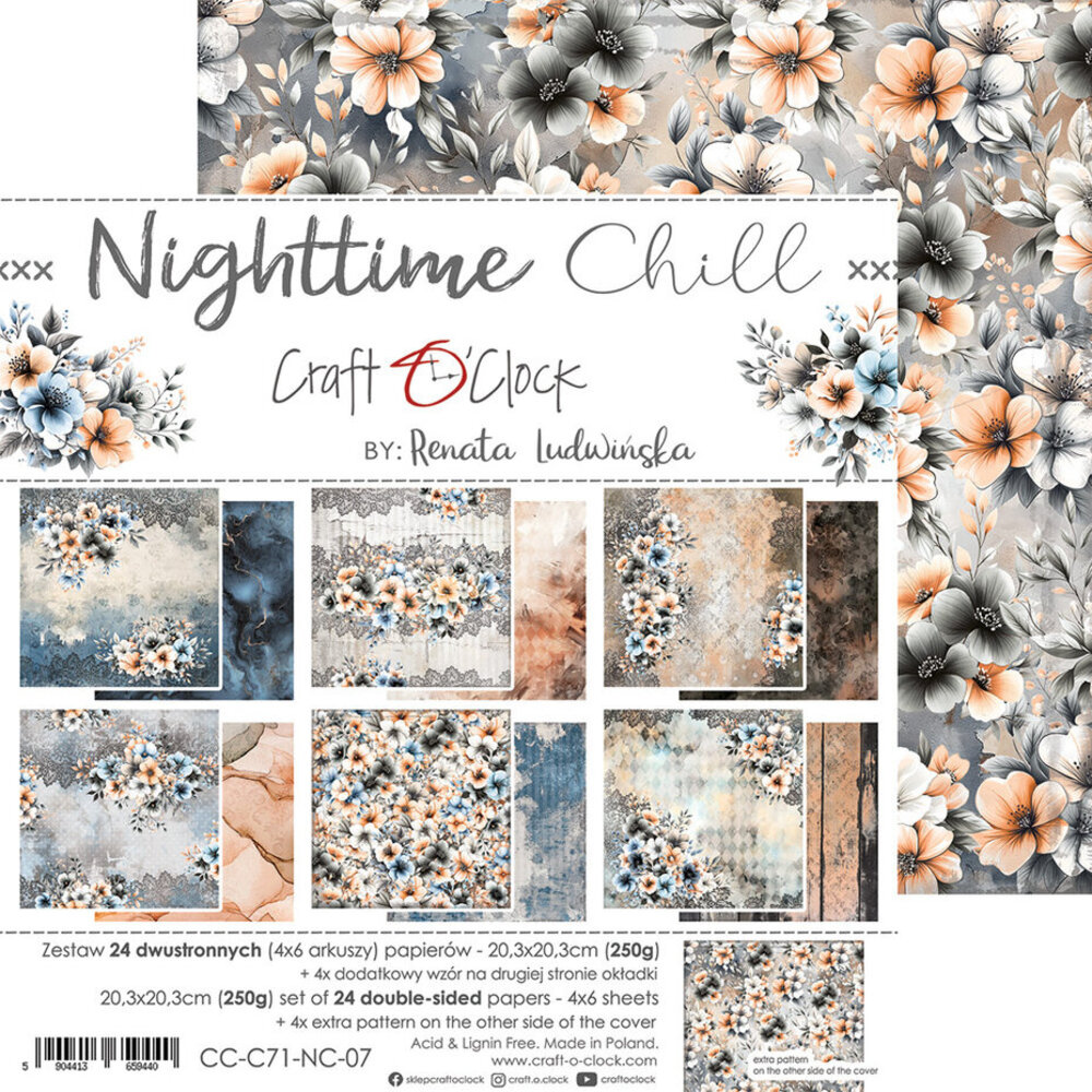 Craft O'Clock Nighttime Chill 8x8 Inch Paper Set (CC-C71-NC-07)