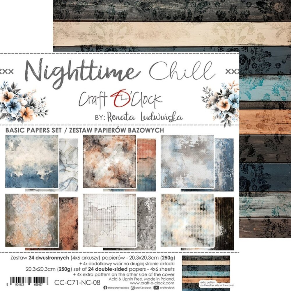 Craft O'Clock Nighttime Chill 8x8 Inch Basic Papers Set (CC-C71-NC-08) Craft O'Clock Nighttime Chill 8x8 Inch Basic Papers Set (CC-C71-NC-08)