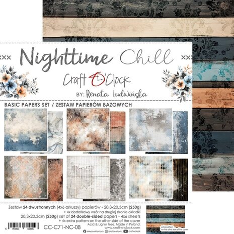 Craft O'Clock Nighttime Chill 8x8 Inch Basic Papers Set (CC-C71-NC-08) Craft O'Clock Nighttime Chill 8x8 Inch Basic Papers Set (CC-C71-NC-08)