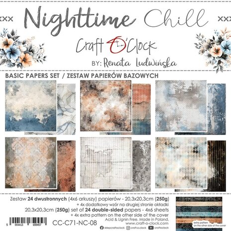 Craft O'Clock Nighttime Chill 8x8 Inch Basic Papers Set (CC-C71-NC-08) Craft O'Clock Nighttime Chill 8x8 Inch Basic Papers Set (CC-C71-NC-08)