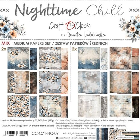 Craft O'Clock Nighttime Chill 8x8 Inch Medium Papers Set (CC-C71-NC-09) Craft O'Clock Nighttime Chill 8x8 Inch Medium Papers Set (CC-C71-NC-09)