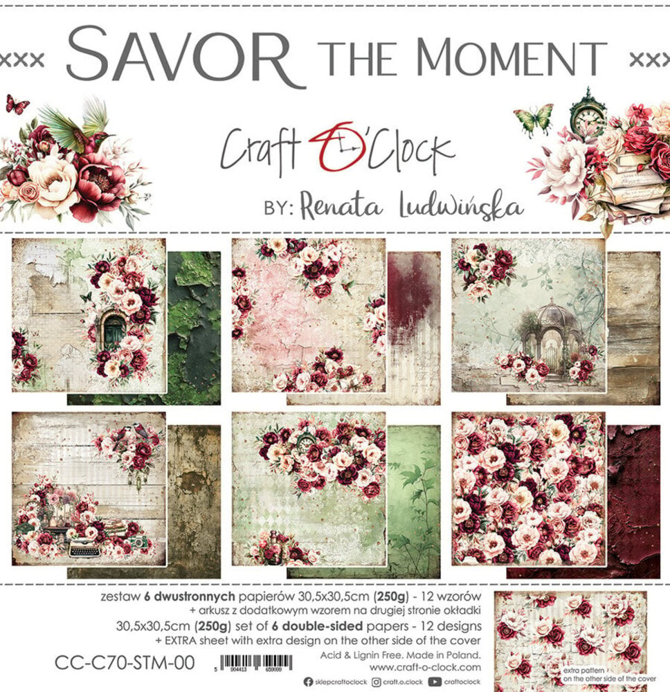 Craft O'Clock Savor The Moment 12x12 Inch Paper Set (CC-C70-STM-00) Craft O'Clock Savor The Moment 12x12 Inch Paper Set (CC-C70-STM-00)