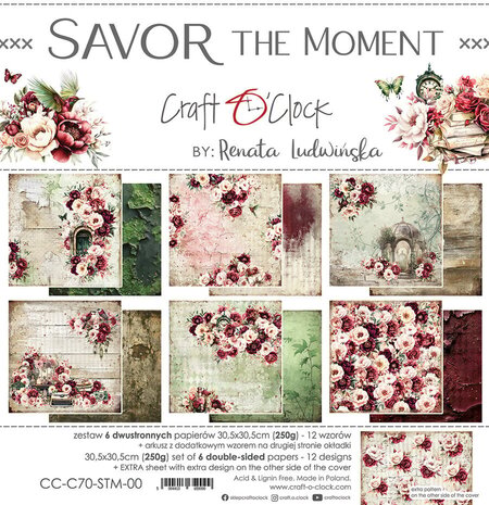 Craft O'Clock Savor The Moment 12x12 Inch Paper Set (CC-C70-STM-00) Craft O'Clock Savor The Moment 12x12 Inch Paper Set (CC-C70-STM-00)