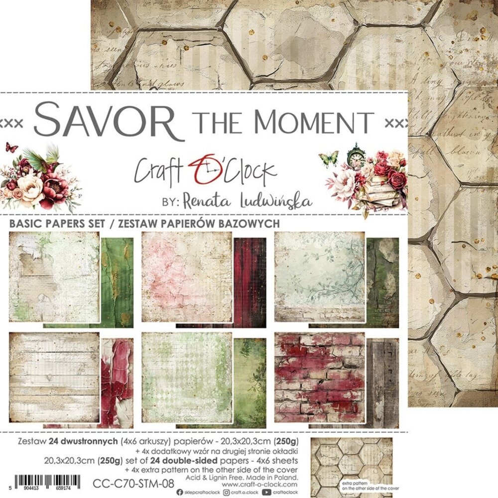 Craft O'Clock Savor The Moment 8x8 Inch Basic Papers Set (CC-C70-STM-08) Craft O'Clock Savor The Moment 8x8 Inch Basic Papers Set (CC-C70-STM-08)