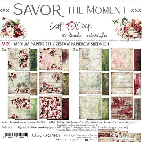 Craft O'Clock Savor The Moment 8x8 Inch Medium Papers Set (CC-C70-STM-09)