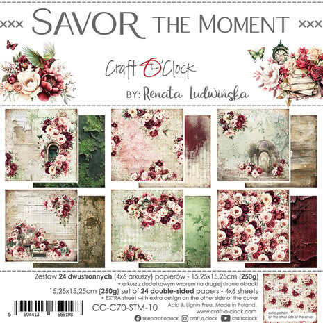 Craft O'Clock Savor The Moment 6x6 Inch Paper Set (CC-C70-STM-10) Craft O'Clock Savor The Moment 6x6 Inch Paper Set (CC-C70-STM-10)