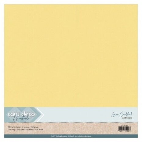 Card Deco Linen Cardstock Soft Yellow 10 Vel 30,5x30,5 cm (LKK-SC101) Card Deco Linen Cardstock Soft Yellow 10 Vel 30,5x30,5 cm (LKK-SC101)