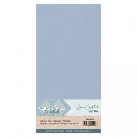 Card Deco Linen Cardstock Grey-Blue 10 Vel Vierkant (LKK-4K102)