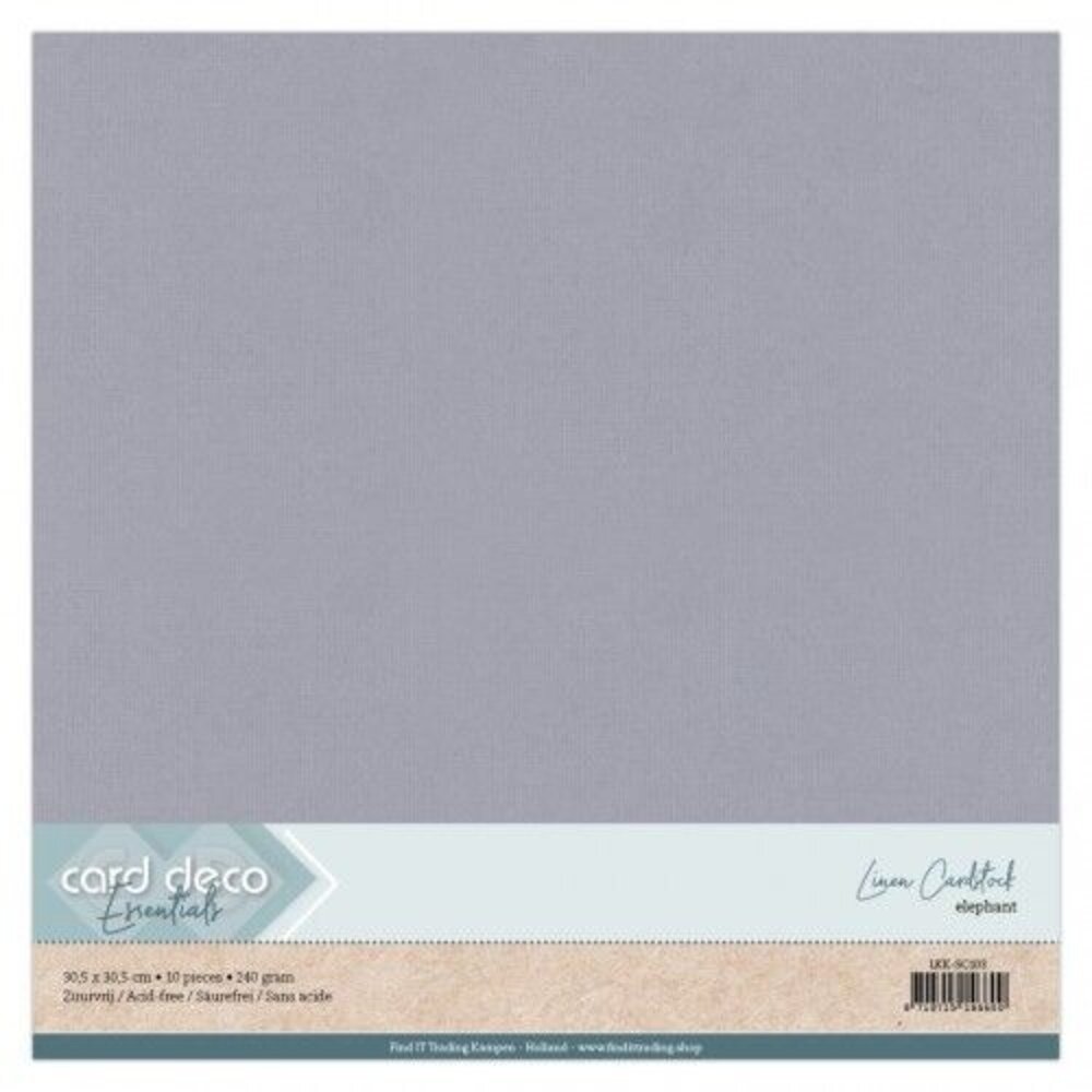 Card Deco Linen Cardstock Elephant Grey 10 Vel 30,5x30,5 cm (LKK-SC103) Card Deco Linen Cardstock Elephant Grey 10 Vel 30,5x30,5 cm (LKK-SC103)