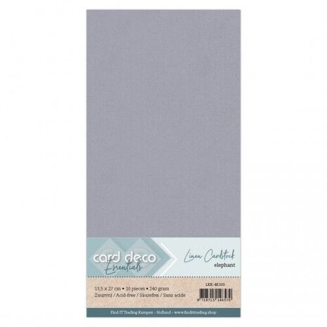 Card Deco Linen Cardstock Elephant Grey 10 Vel Vierkant (LKK-4K103)
