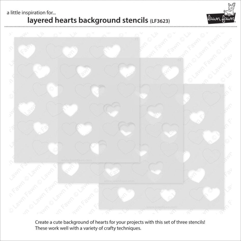 Lawn Fawn Layered Hearts Background Stencils (LF3623)