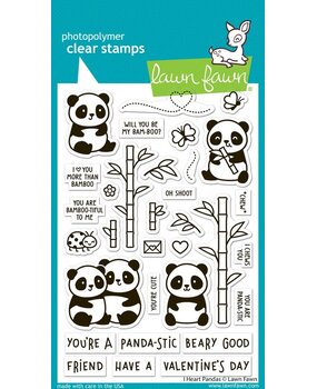 Lawn Fawn I Heart Pandas Clear Stamps (LF3596)
