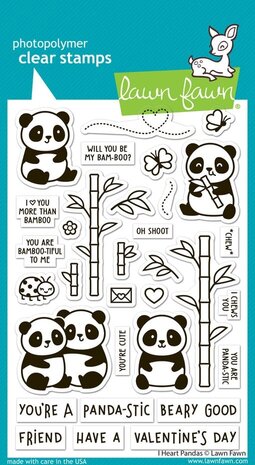 Lawn Fawn I Heart Pandas Clear Stamps (LF3596)