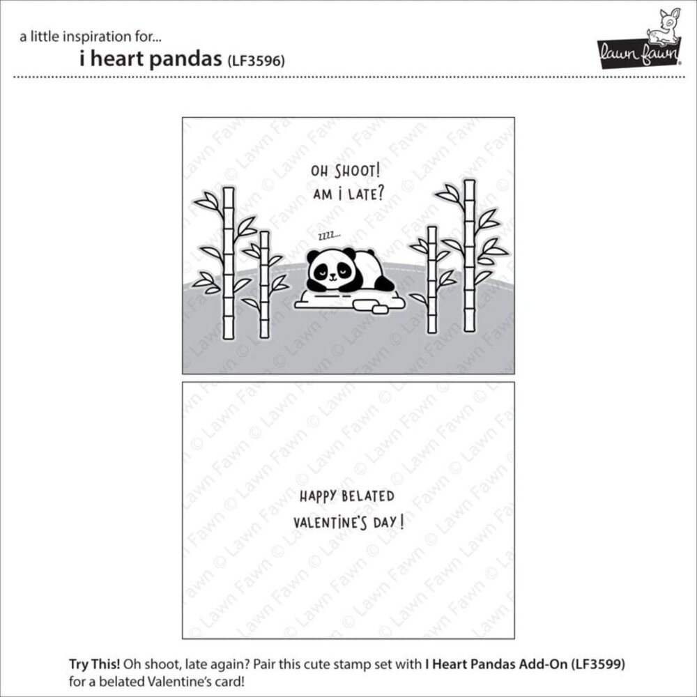 Lawn Fawn I Heart Pandas Clear Stamps (LF3596)