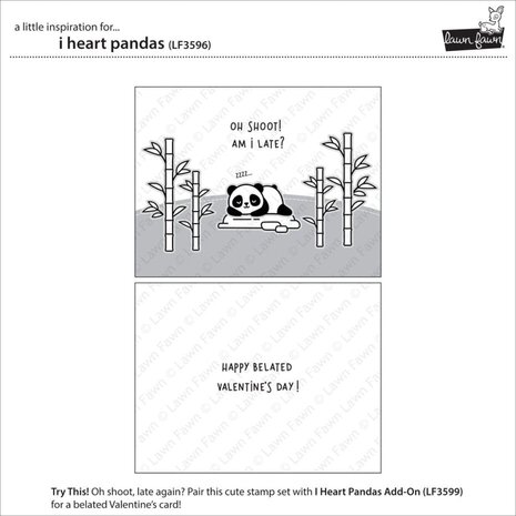 Lawn Fawn I Heart Pandas Clear Stamps (LF3596)