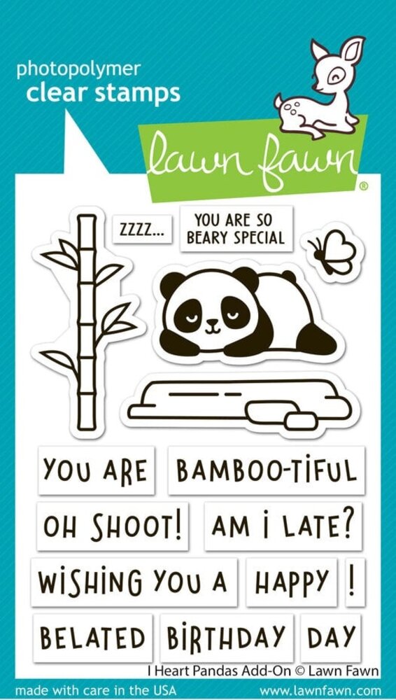 Lawn Fawn I Heart Pandas Add-On Clear Stamps (LF3599)