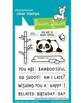 Lawn Fawn I Heart Pandas Add-On Clear Stamps (LF3599)
