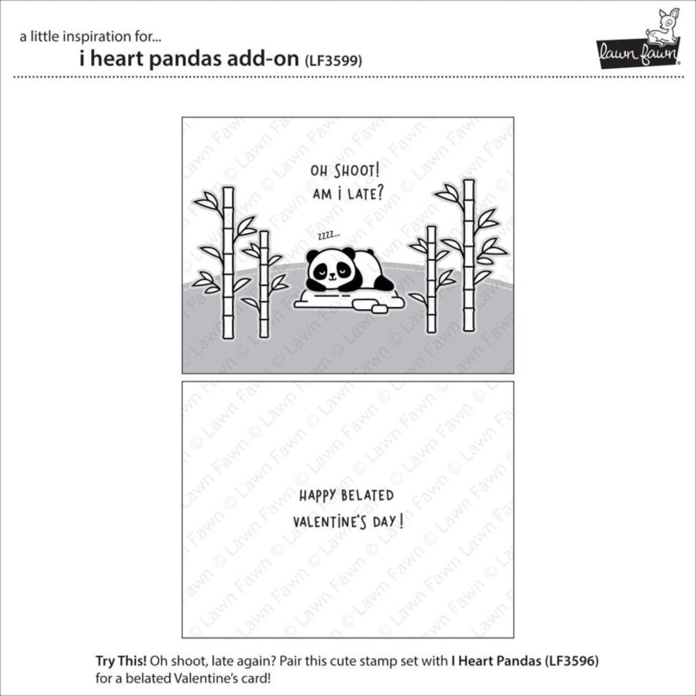Lawn Fawn I Heart Pandas Add-On Clear Stamps (LF3599)