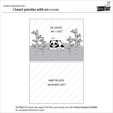 Lawn Fawn I Heart Pandas Add-On Clear Stamps (LF3599)