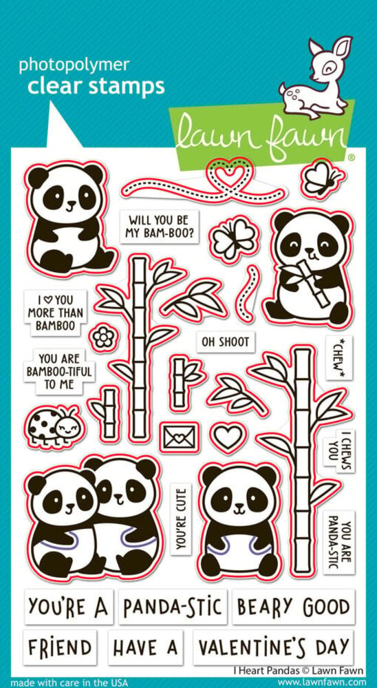 Lawn Fawn I Heart Pandas Dies (LF3597)