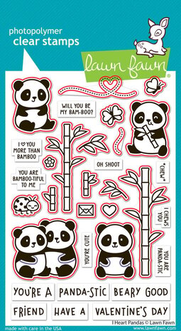 Lawn Fawn I Heart Pandas Dies (LF3597)