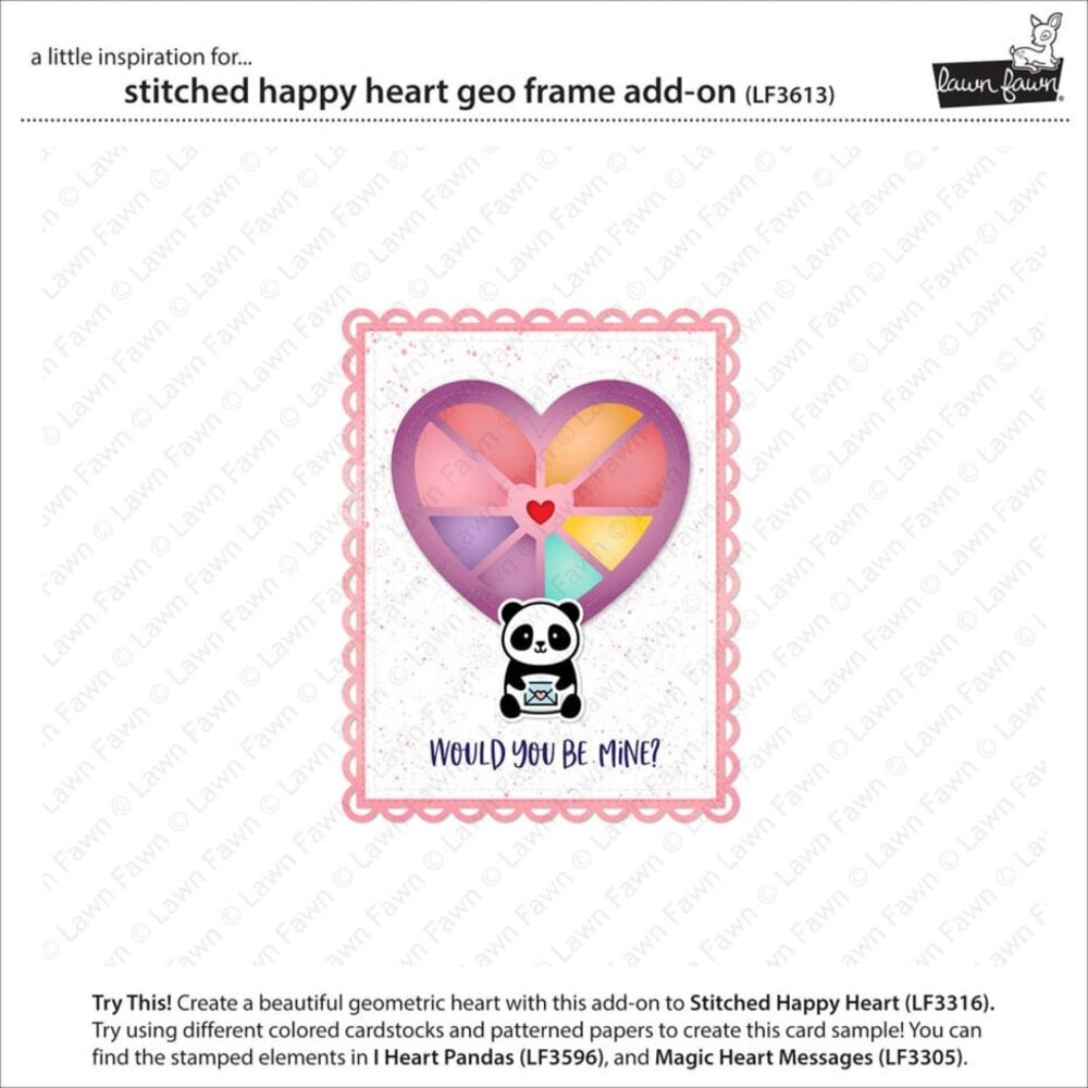 Lawn Fawn Stitched Happy Heart Geo Frame Add-On Dies (LF3613) Lawn Fawn Stitched Happy Heart Geo Frame Add-On Dies (LF3613)