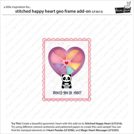 Lawn Fawn Stitched Happy Heart Geo Frame Add-On Dies (LF3613) Lawn Fawn Stitched Happy Heart Geo Frame Add-On Dies (LF3613)