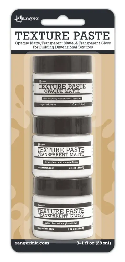 Ranger Texture Paste Opaque Matte, Transparent Gloss & Matte 3x1 fl oz (INK48084) Ranger Texture Paste Opaque Matte, Transparent Gloss & Matte 3x1 fl oz (INK48084)