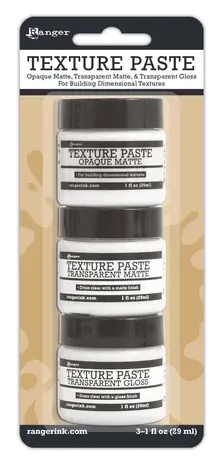 Ranger Texture Paste Opaque Matte, Transparent Gloss & Matte 3x1 fl oz (INK48084) Ranger Texture Paste Opaque Matte, Transparent Gloss & Matte 3x1 fl oz (INK48084)
