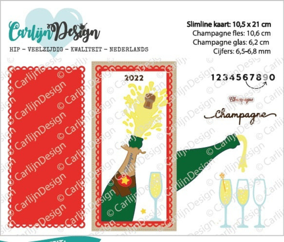 Carlijn Design Snijmallen Slimline Kaart Champagne (CDSN-0111)