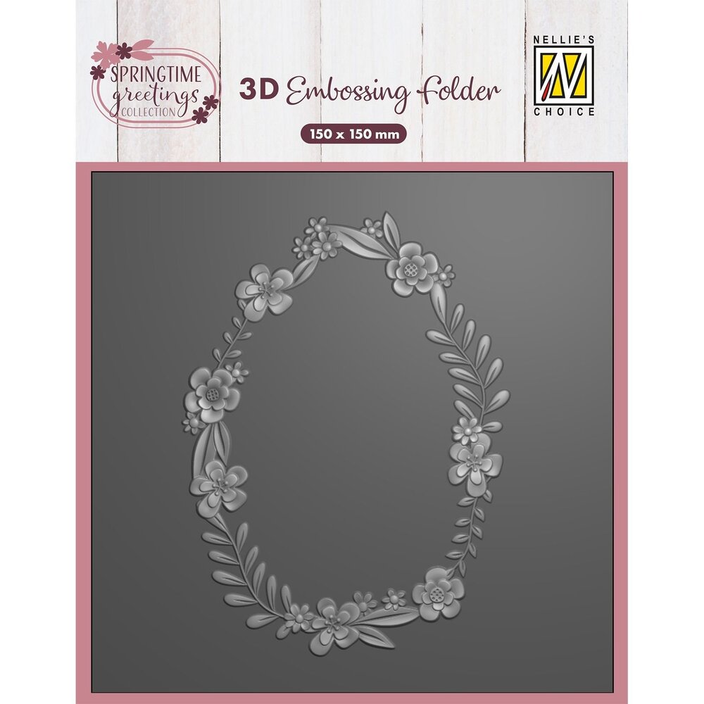 Nellie Snellen 3D Embossing Folder Eggshaped Flower Wreath (EF3D110) Nellie Snellen 3D Embossing Folder Eggshaped Flower Wreath (EF3D110)