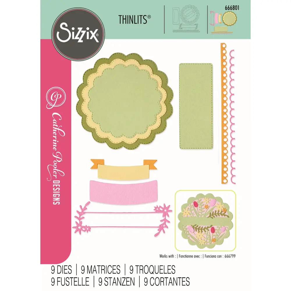 Sizzix Catherine Pooler Thinlits Die Set Scalloped Circles, Borders & Banners (666801) Sizzix Catherine Pooler Thinlits Die Set Scalloped Circles, Borders & Banners (666801)