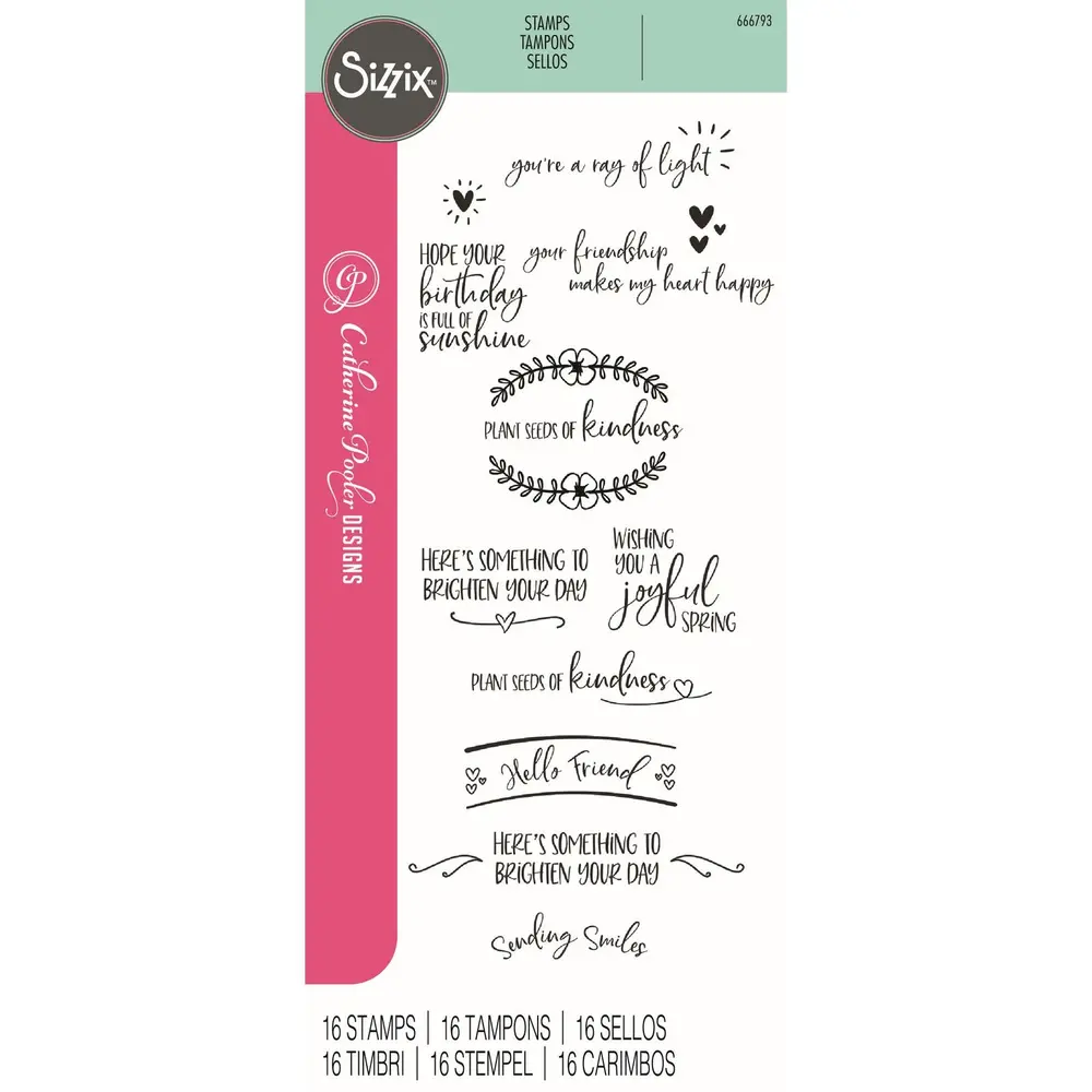 Sizzix Catherine Pooler Clear Stamps Sending Sunshine Sentiments (666793)