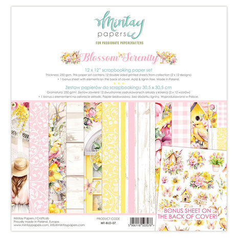 Mintay Blossom Serenity 12x12 Inch Paper Pad (MT-BLO-07) Mintay Blossom Serenity 12x12 Inch Paper Pad (MT-BLO-07)