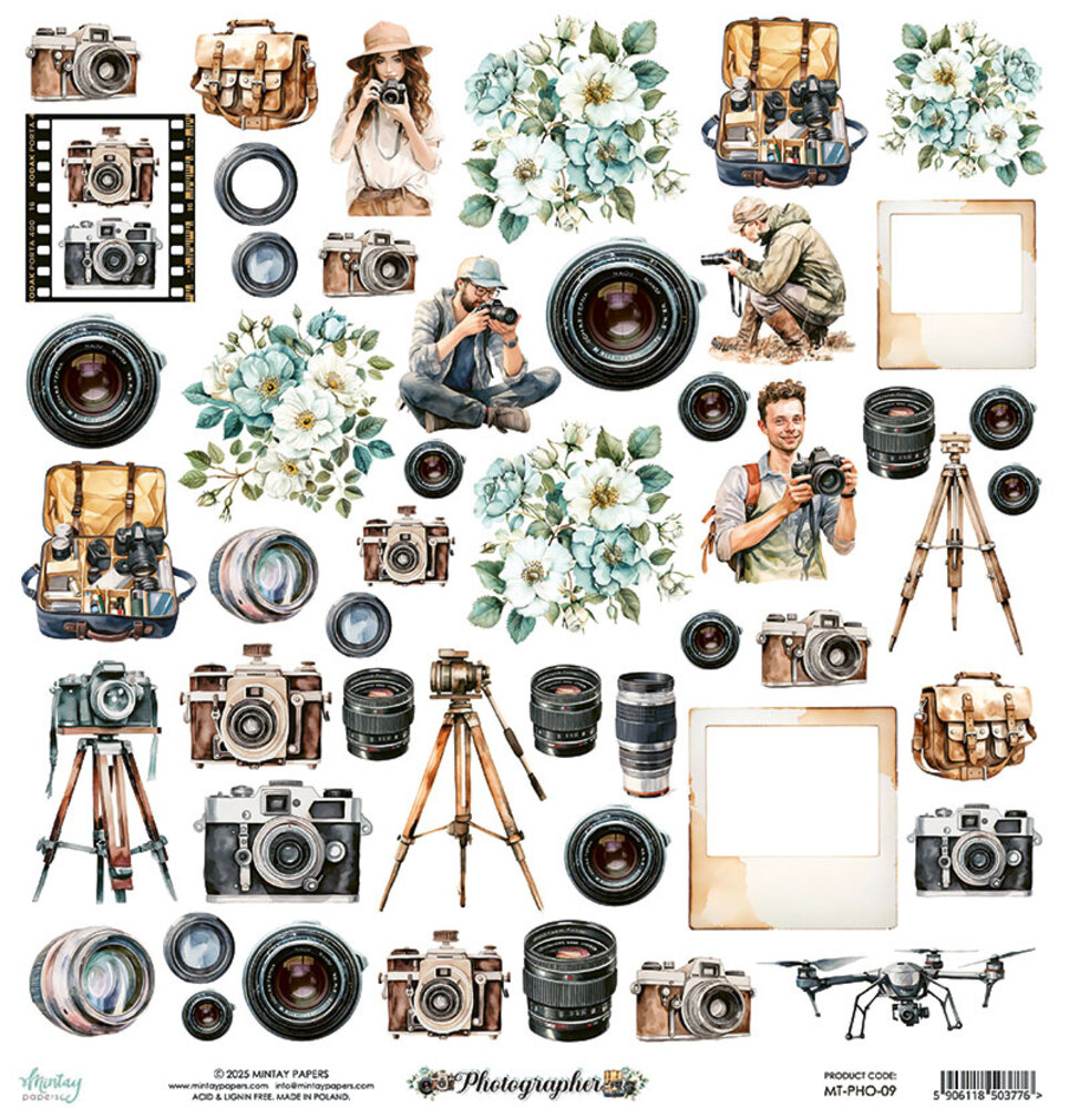 Mintay Photographer 12x12 Inch Paper Elements (MT-PHO-09) Mintay Photographer 12x12 Inch Paper Elements (MT-PHO-09)